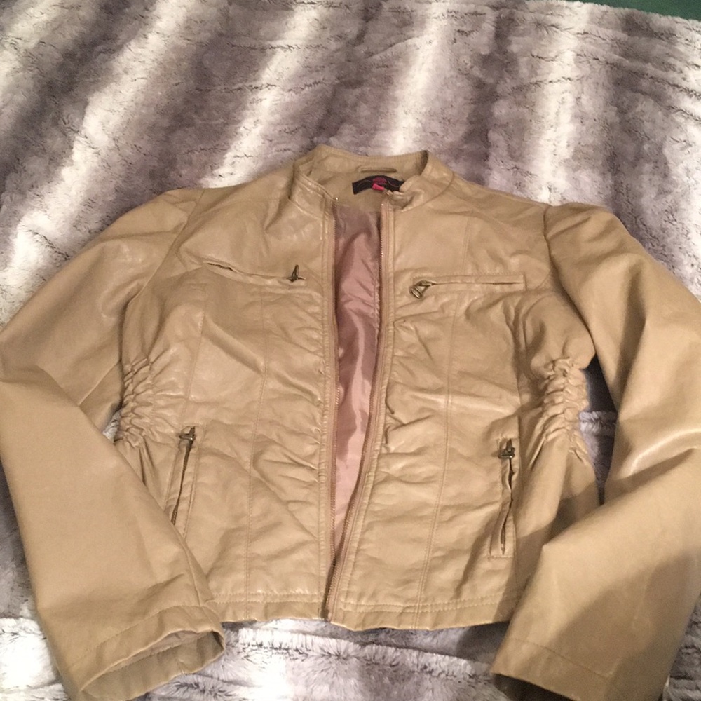 Faux tan leather jacket